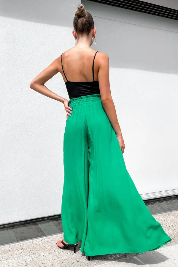 Women's Casual Elastic Waist Wide-Leg Pants
