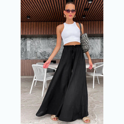 Women's Casual Elastic Waist Wide-Leg Pants
