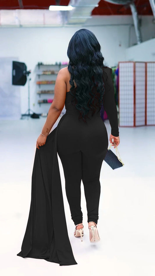 Women's One Shoulder Long Sleeve Casual Jumpsuits