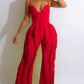 Women's Spaghetti Strap Tassels Fringed Slim Jumpsuit