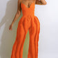 Women's Spaghetti Strap Tassels Fringed Slim Jumpsuit