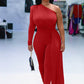 Women's One Shoulder Long Sleeve Casual Jumpsuits