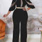Women's Mesh Insert Wide Leg Elegant Jumpsuits