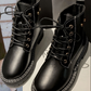 Waterproof Patent Leather Matte Black Ankle Boots