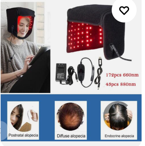 Red Light Hair Follicle Regrowth Stimulation Physiotherapy Canvas Helmet