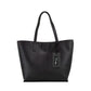 Versace Jeans Couture Black Grained Faux Leather Logo Lock Tote