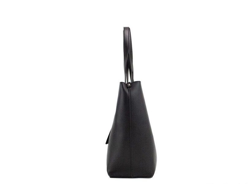 Versace Jeans Couture Black Grained Faux Leather Logo Lock Tote