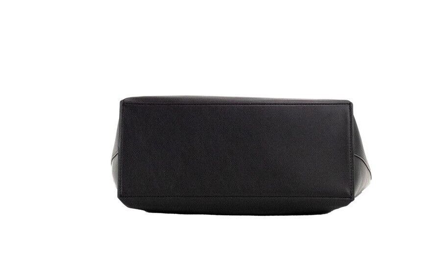 Versace Jeans Couture Black Grained Faux Leather Logo Lock Tote