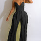 Women's Spaghetti Strap Tassels Fringed Slim Jumpsuit