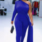 Women's One Shoulder Long Sleeve Casual Jumpsuits