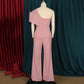 Women's One Shoulder High Waisted Short Sleeve Jumpsuit