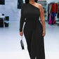 Women's One Shoulder Long Sleeve Casual Jumpsuits