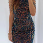 Women's Hanging Neck Sexy Crystal Tassel Bag Hip Sequin Dress