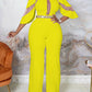Women's Mesh Insert Wide Leg Elegant Jumpsuits