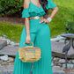 Women's Short Sleeve Off Shoulder Jumpsuit Summer Chic Wide Leg, No Belt