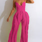 Women's Spaghetti Strap Tassels Fringed Slim Jumpsuit