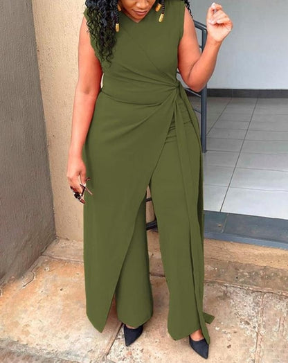 Women's Sleeveless Asymmetrical Long Jumpsuit