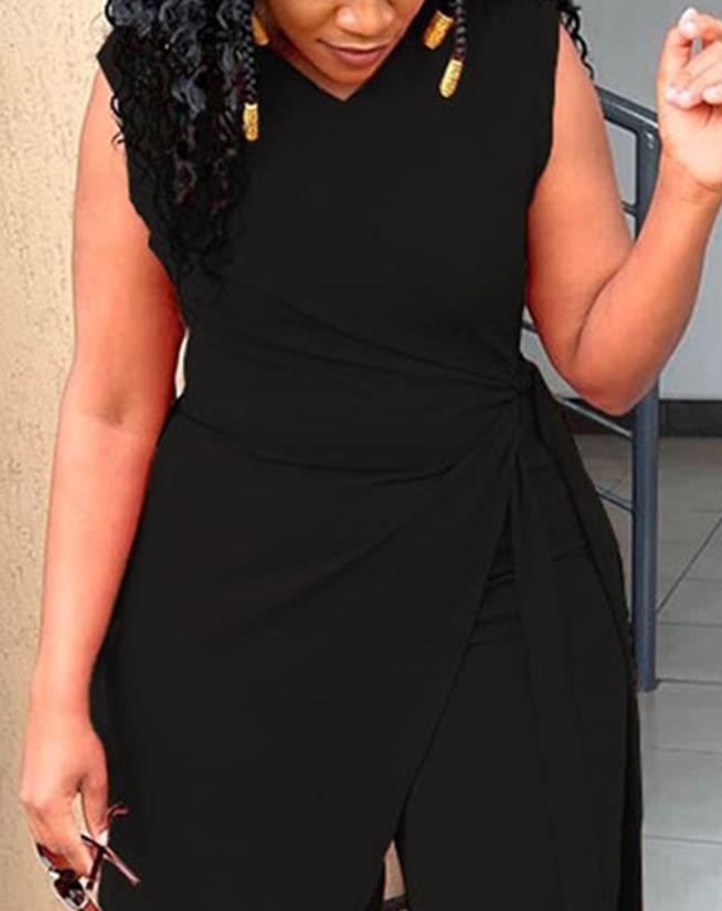 Women's Sleeveless Asymmetrical Long Jumpsuit