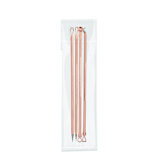 Rose Gold Stainless Steel Acne Needle 4-piece Tool Beauty Acne Blackhead Acne Clip Tool Set