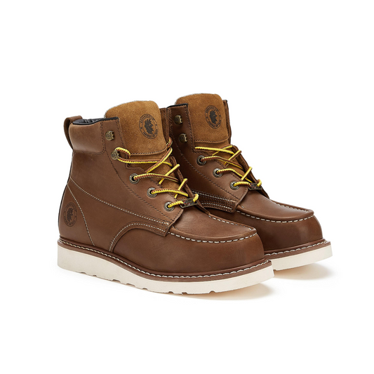 Men's Rockrooster Edgewood Men's 6 inch Brown Soft Toe Wedge Work Boots