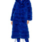 Thickened Royal Blue Faux Fur Long Warm Hooded Coat