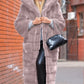 Thickened Royal Blue Faux Fur Long Warm Hooded Coat
