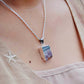 Natural Cut Amethyst Silver Edge Necklace Healing Crystal Simple