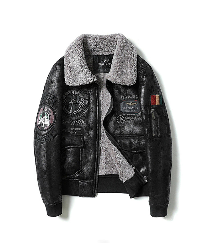 Men's Bomber American Retro Lapel Plus Velvet Flight jacket