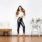 Women's Body Sculpting Shascullfites Melody Shaped hip-lifting warm leggings vegan leather leggings booty lifting