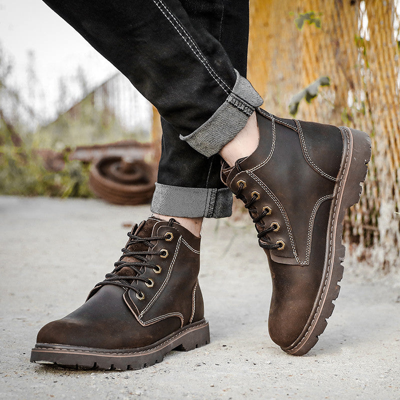 Men's Leather Boots Work High-top Boots