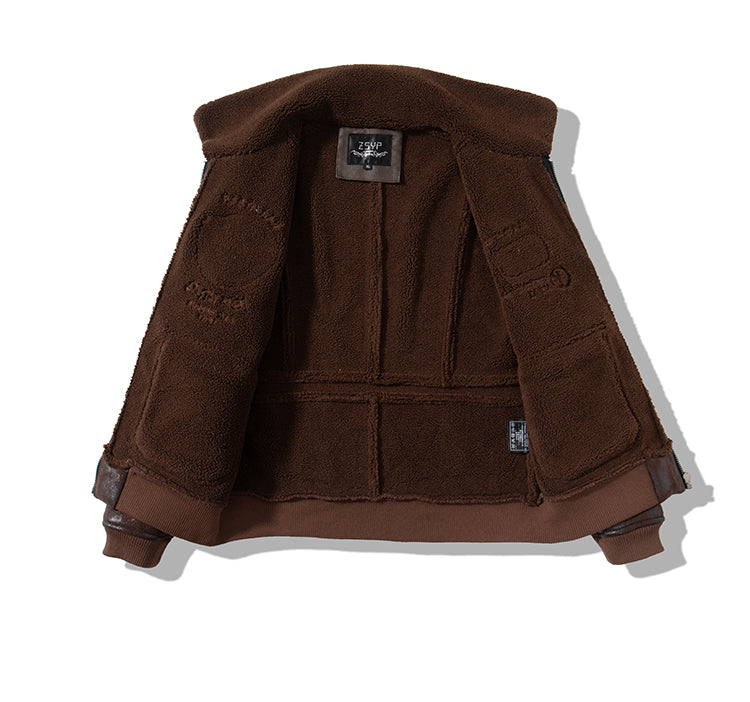 Men's Bomber American Retro Lapel Plus Velvet Flight jacket