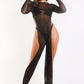 Sexy Mesh Cover Up Jumpsuit Summer Bodycon Beachwear BLACK