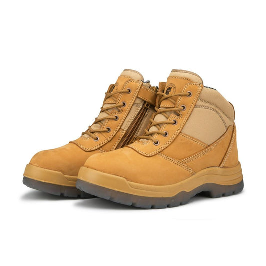 Men's RockRooster Tan 6 Inch Zip-sided Steel Toecap Leather Work Boots AK050