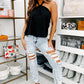 Sky Blue Vintage Washed Heavy Destroyed Skinny Jeans