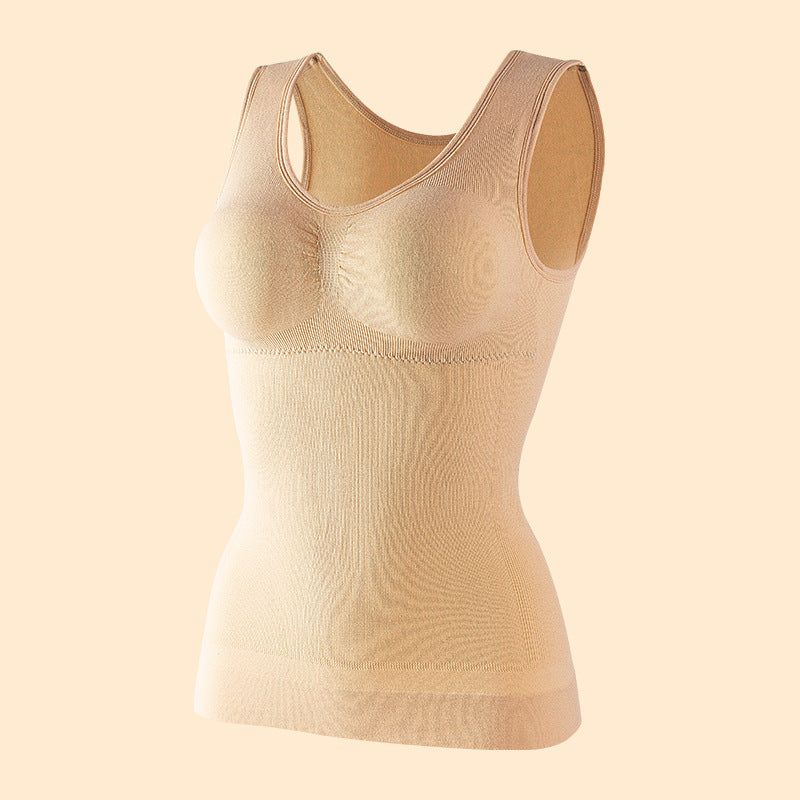 Women's Abdomen Sculpting Double Layer Tank Top With Built-in Bra
