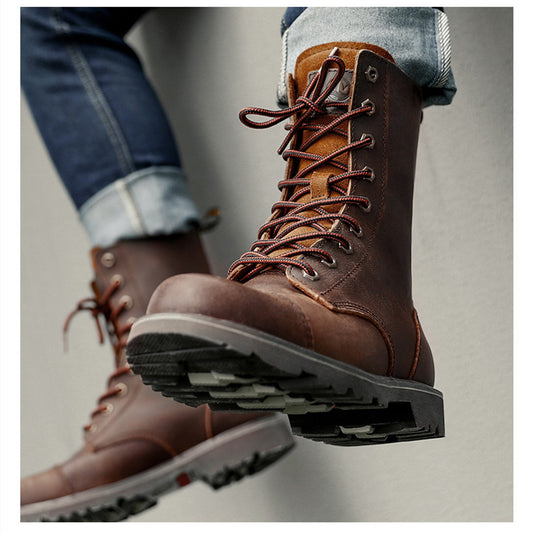 Men's Outdoor Motorcycle Riding High Barrel Boots