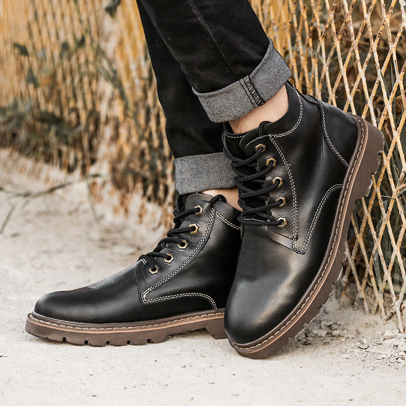 Men's Leather Boots Work High-top Boots