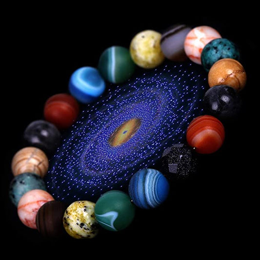 Handmade Solar System Eight Natural Stone Planet Universe Solar Chakra Bracelet