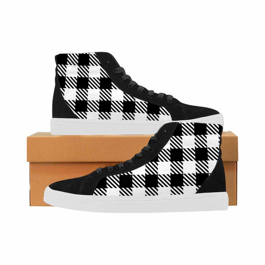 Men's Black And White Buffalo Plaid - High Top Sneakers