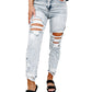 Sky Blue Vintage Washed Heavy Destroyed Skinny Jeans