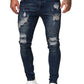 Men's Solid Color Ripped Stretch Skinny Distressed Jeans