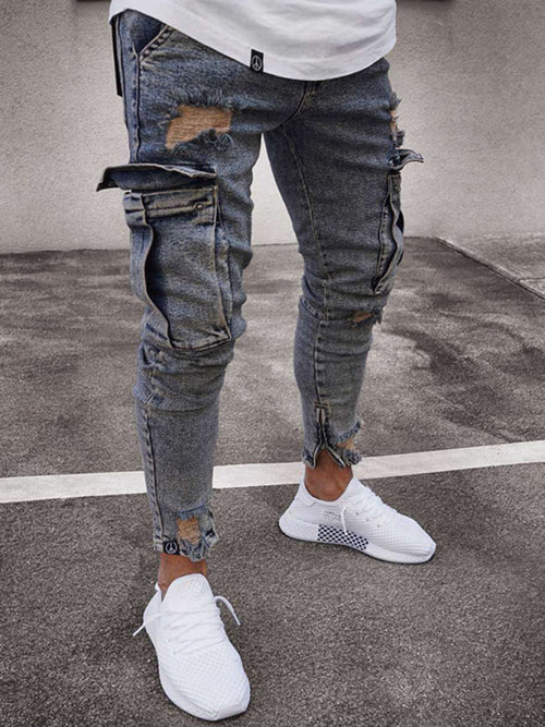 Men's slim fit pocket zip skinny jeans