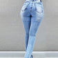Elastic slit flared high waist jeans women's trousers