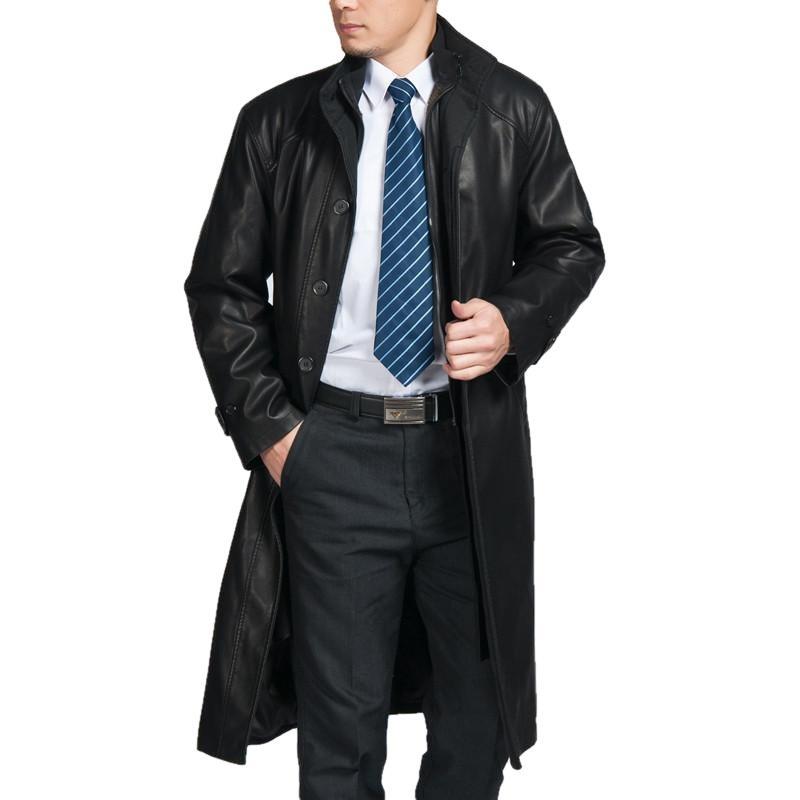 Mens Parka Full Length Leather Coat