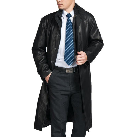 Mens Parka Full Length Leather Coat