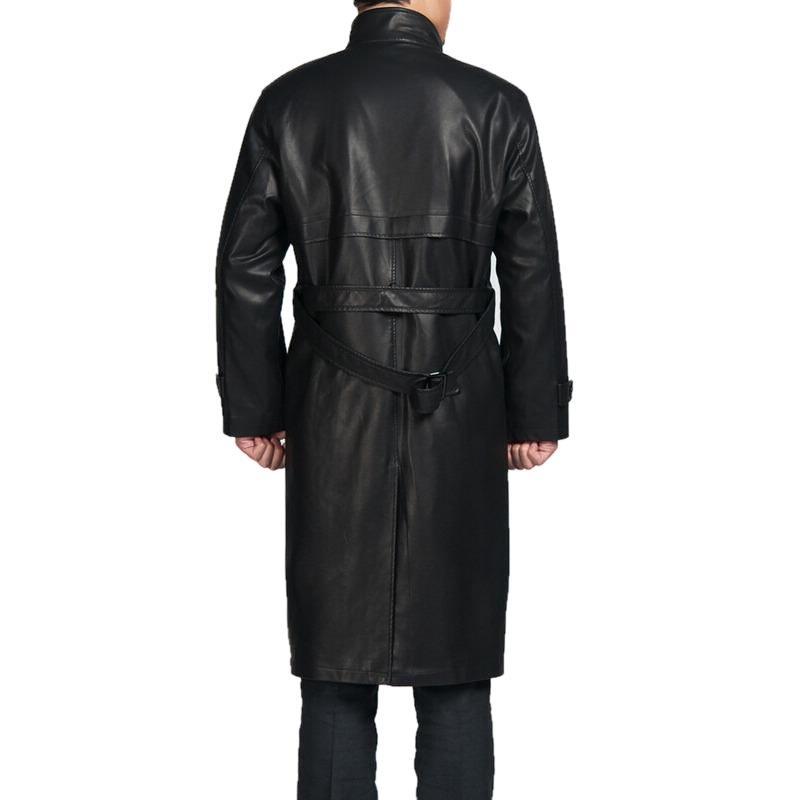Mens Parka Full Length Leather Coat