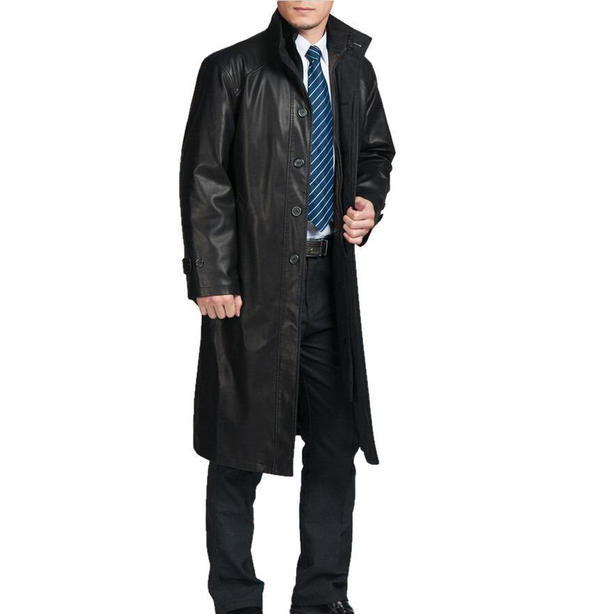 Mens Parka Full Length Leather Coat