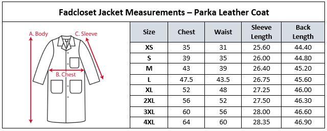 Mens Parka Full Length Leather Coat