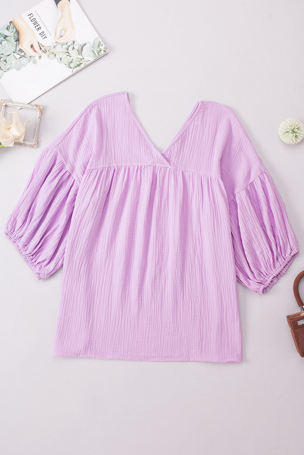Women's Dropped Shoulder V-Neck Blouse