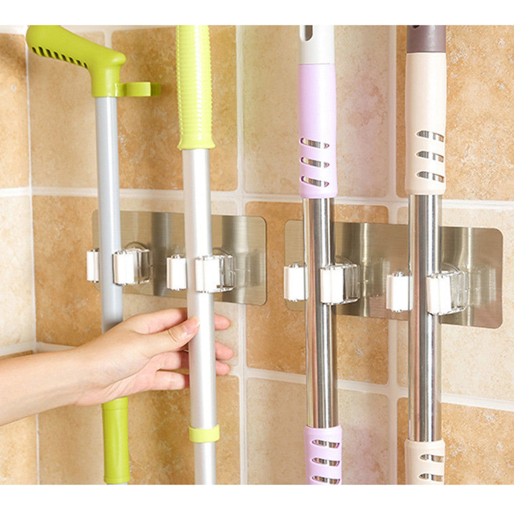 Wall Mounted Mop Organizer Holder Brush Broom Hanger Storage Rack Kitchen Tool